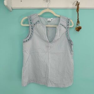 Gap pale blue tank top with crochet details